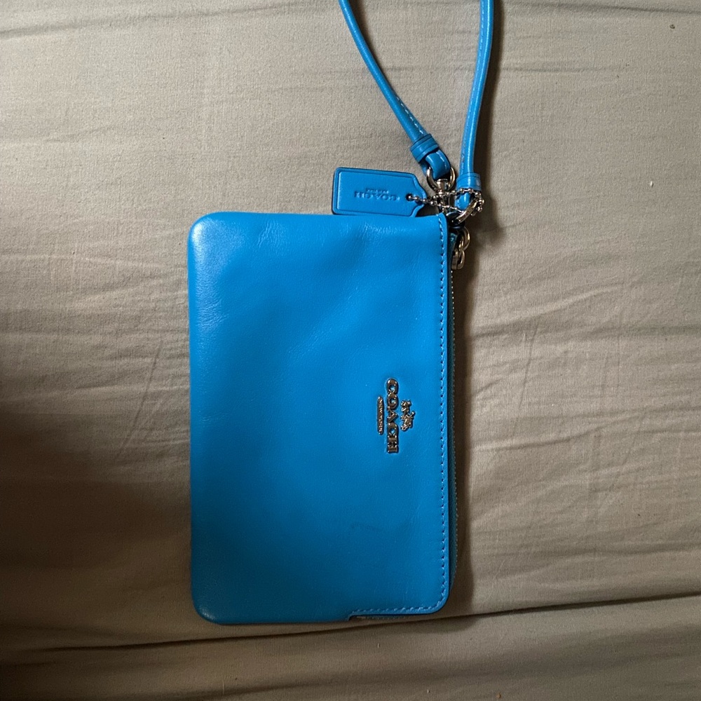 Blue coach wristlet